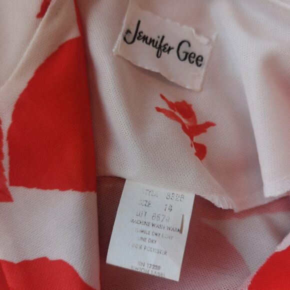 2 piece 1970s Rose Print Red & White Maxi Dress Set - Picture 6 of 6